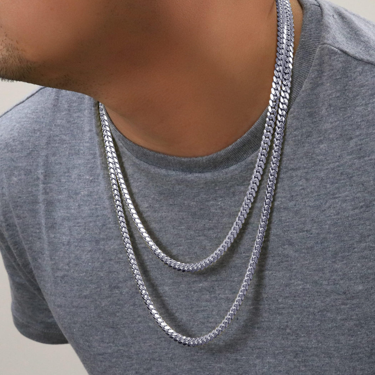 14k White Gold 6mm Chain Necklace J585