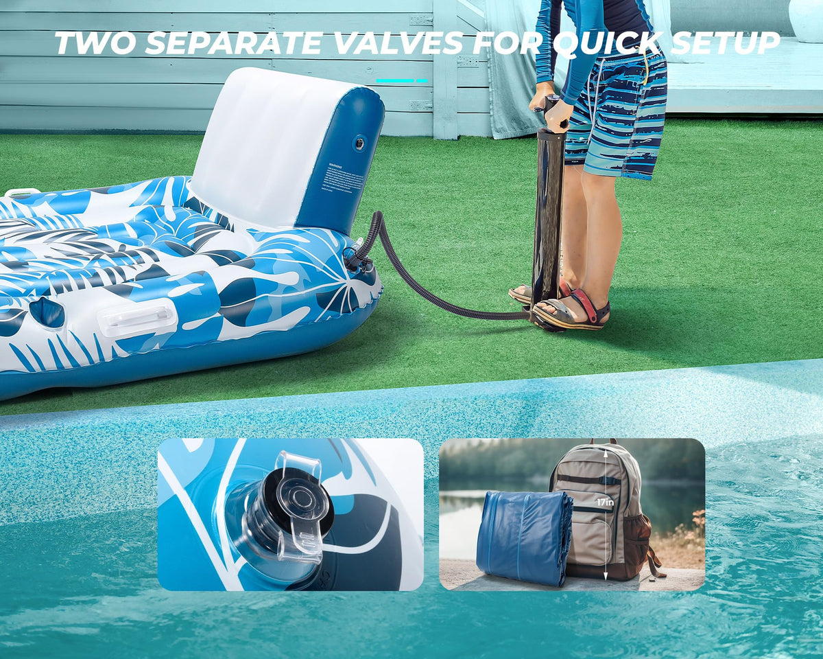 Inflatable Pool Lounger with Cupholder Backrest F88748