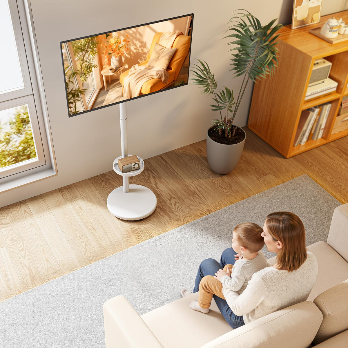 White Rolling TV Stand S411523