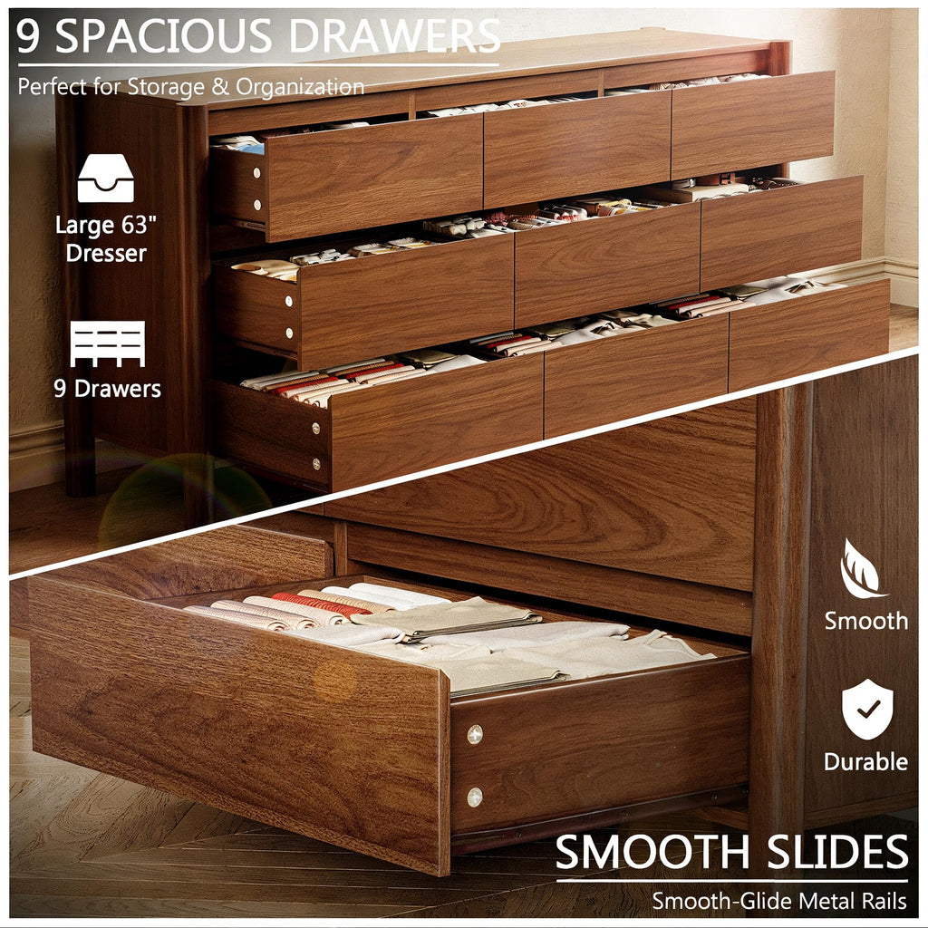 Walnut 9 Drawer Dresser M422658